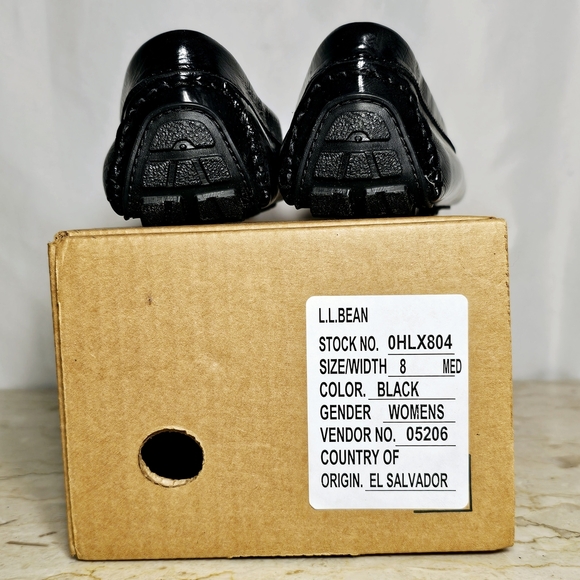 NIB L.L. Bean Womens Black Patent Leather Slip On Penny Loafers Moccasins 8M - Picture 5 of 6